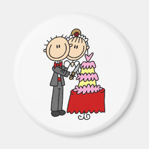 Novia Y Maduración Por El Imán Del Pastel De Boda