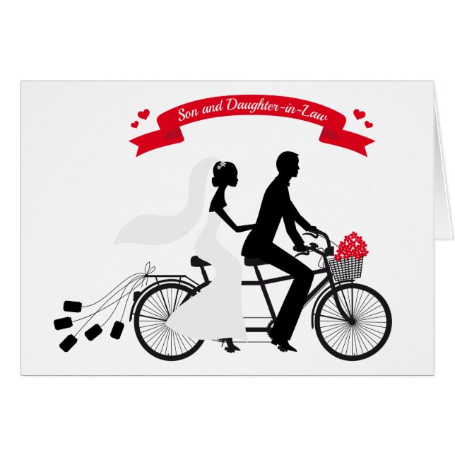 novia y novio en la bicicleta del boda (Anverso (Horizontal))