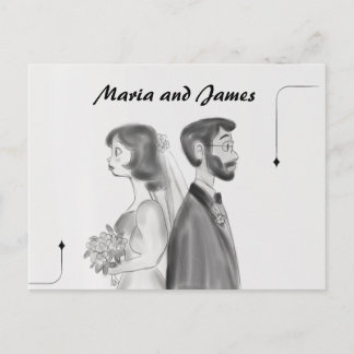 Novia y Novio Personalizados - Tarjeta Postal Vint