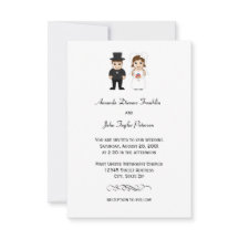 Novia y Novio Rayas Negras - Invitación de Boda 3x