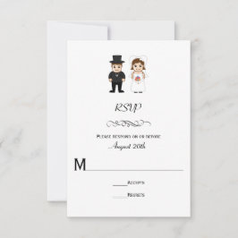 Novia y Novio Rayas Negras - RSVP de Boda