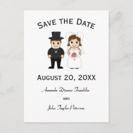 Novia y Novio - Tarjeta Postal de Fecha de Guardad