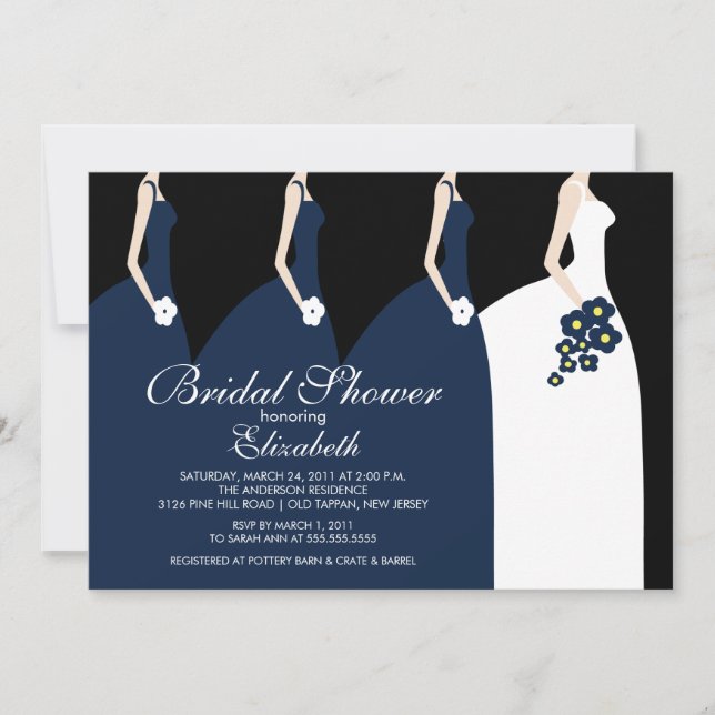 Novias azules damas de honor novias invitaciones a (Anverso)