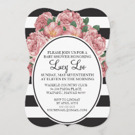 Novias con flores y rayas o invitación a Baby Show