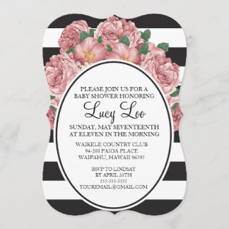 Novias con flores y rayas o invitación a Baby Show