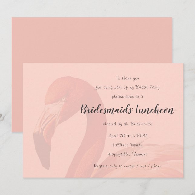 Novias de Flamingo Rosado Invitación al almuerzo (Anverso / Reverso)