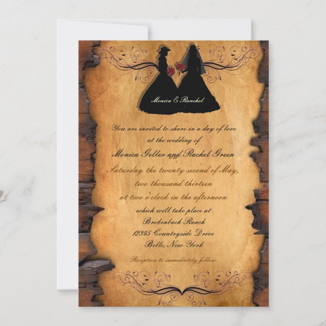 Novias Personalizados Invitaciones a una boda lesb (Anverso)
