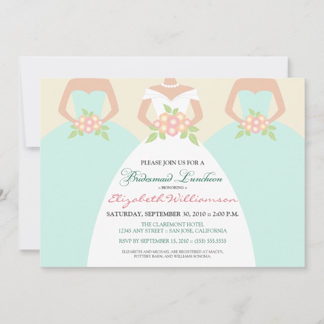 Novias y damas de honor Invitación al almuerzo nup (Anverso)