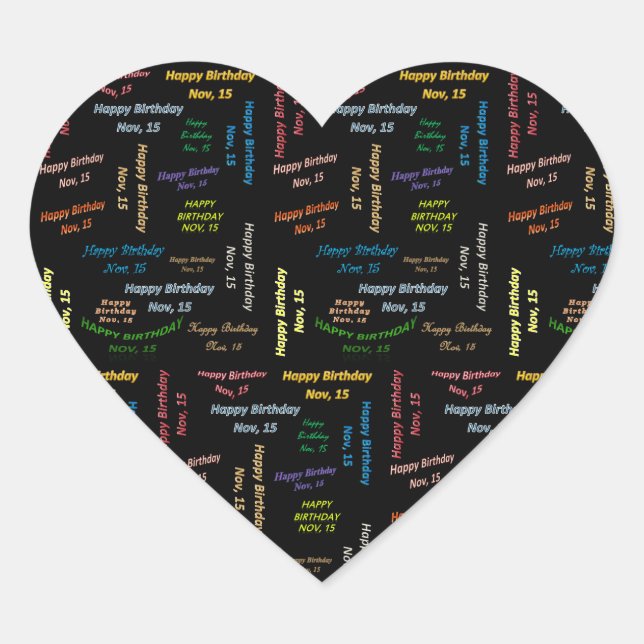 Noviembre, 15 Pegatina de cumpleaños (Anverso)