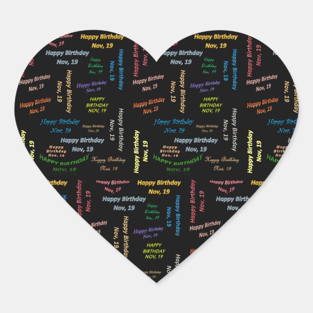 Noviembre, 19 Pegatina de cumpleaños (Anverso)