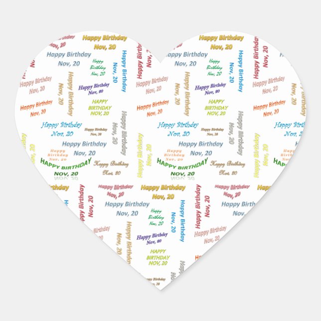 Noviembre, 20 Pegatina de cumpleaños (Anverso)
