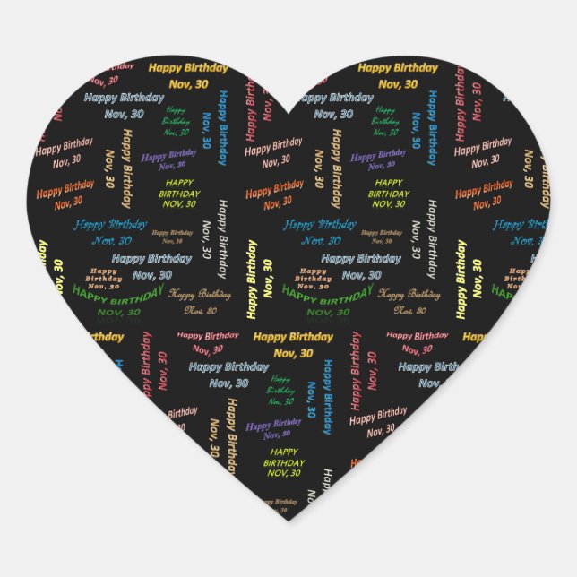 Noviembre, 30 Pegatina de cumpleaños (Anverso)