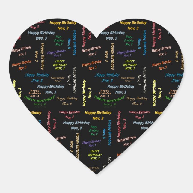 Noviembre, 3 Pegatina de cumpleaños (Anverso)