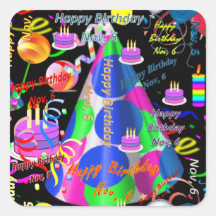 Noviembre, 6 niños Pegatinas de cumpleaños