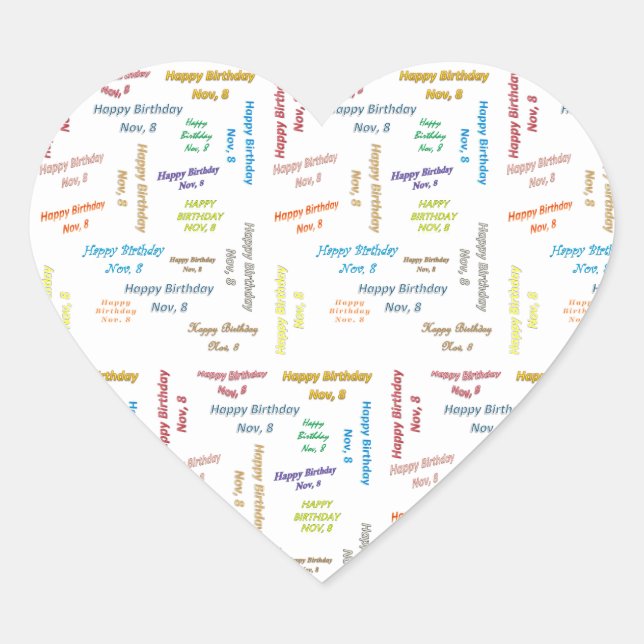 Noviembre, 8 Pegatina de cumpleaños (Anverso)