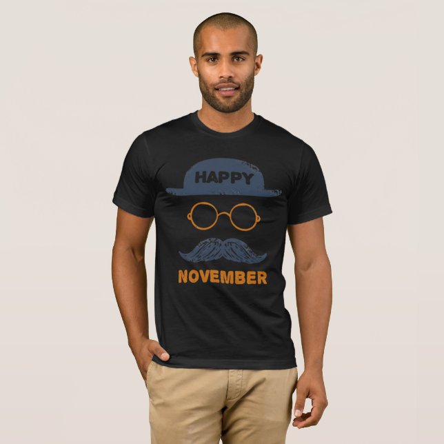 Noviembre feliz - Camiseta Retro Mustache (Anverso completo)