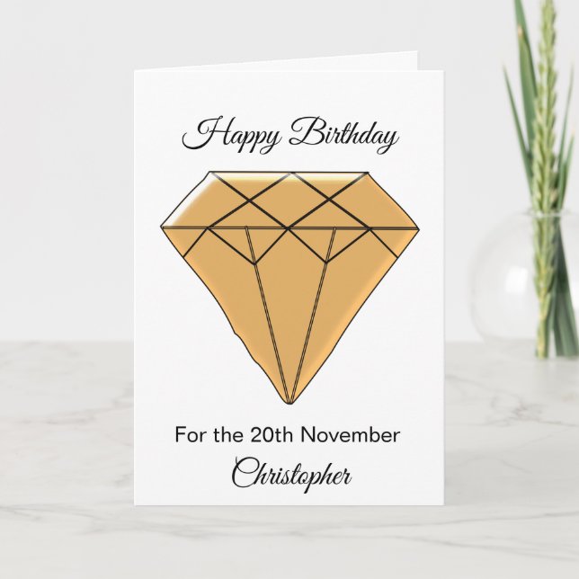 Noviembre Tarjeta de Cumpleaños - Topaz (Anverso)