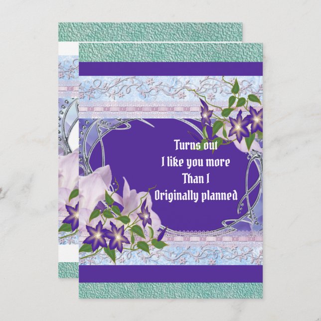 Novio romántico Morple Blue Floral Valentine (Anverso / Reverso)