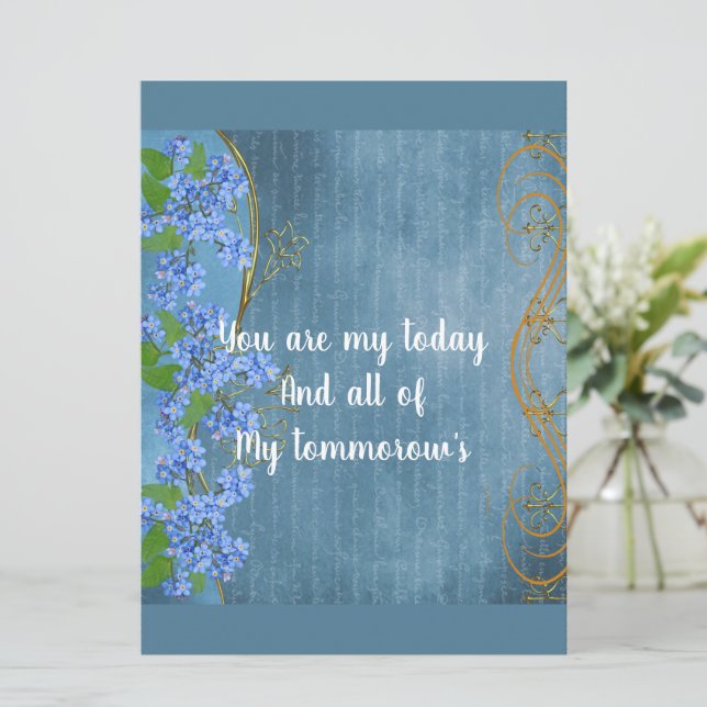 Novio romántico Verde azulado Blue Floral Valentin (Anverso de pie)