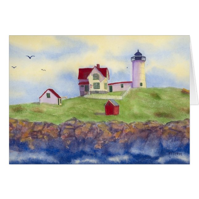 Nubble Light House York Maine Blank Card (Anverso (Horizontal))