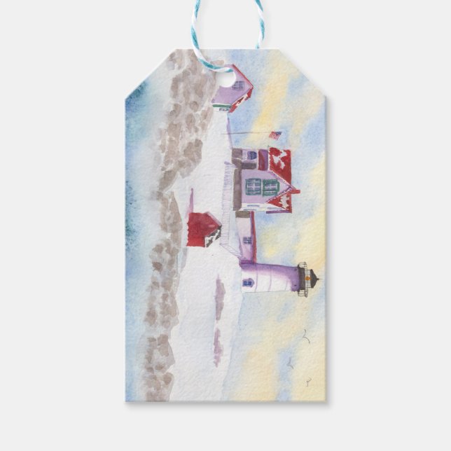 Nubble Lighthouse Winter Gift Etiqueta (Anverso)