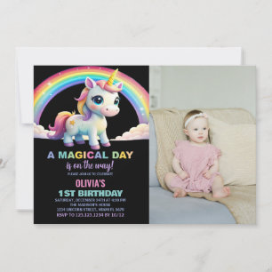 Nube arcoiris Unicornio invitaciones de cumpleaños