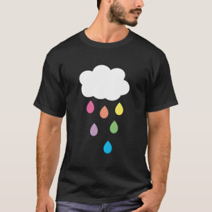 Nube con camiseta con gotas de lluvia arcoiris
