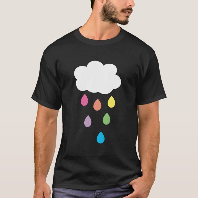 Nube con camiseta con gotas de lluvia arcoiris (Anverso)