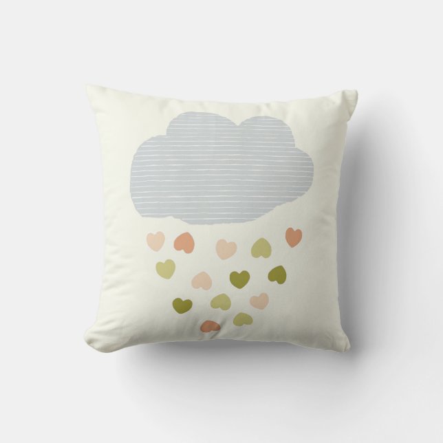 nube con corazones de lluvia almohada de guardería (Anverso)