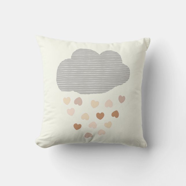 Nube con corazones de lluvia almohada de guardería (Anverso)
