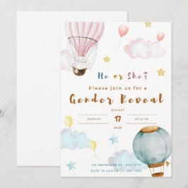 nube de globo de invitación de revelación de géner