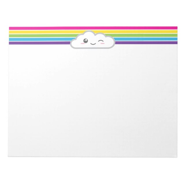 Nube de Kawaii y Bloc de notas arcoiris (Frente)
