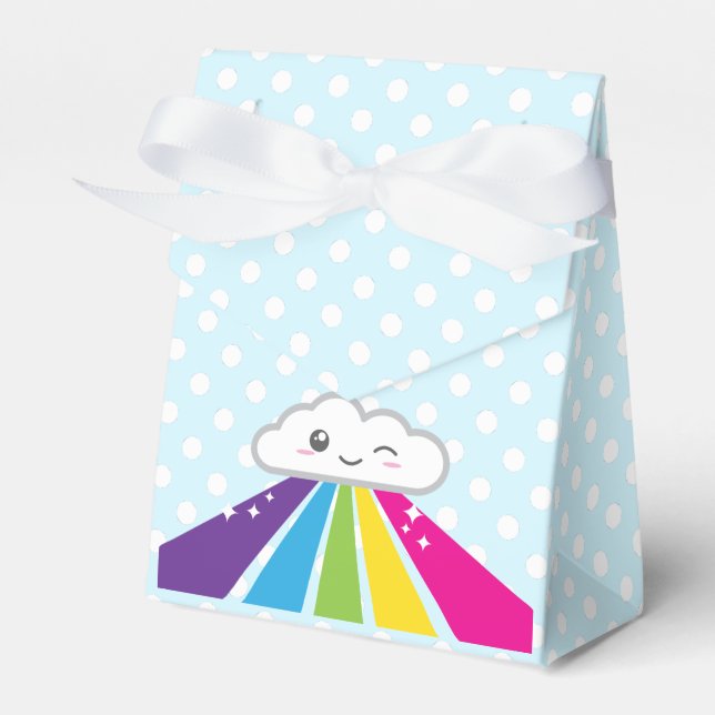 Nube de Kawaii y caja de regalos con arco iris (Front Side)