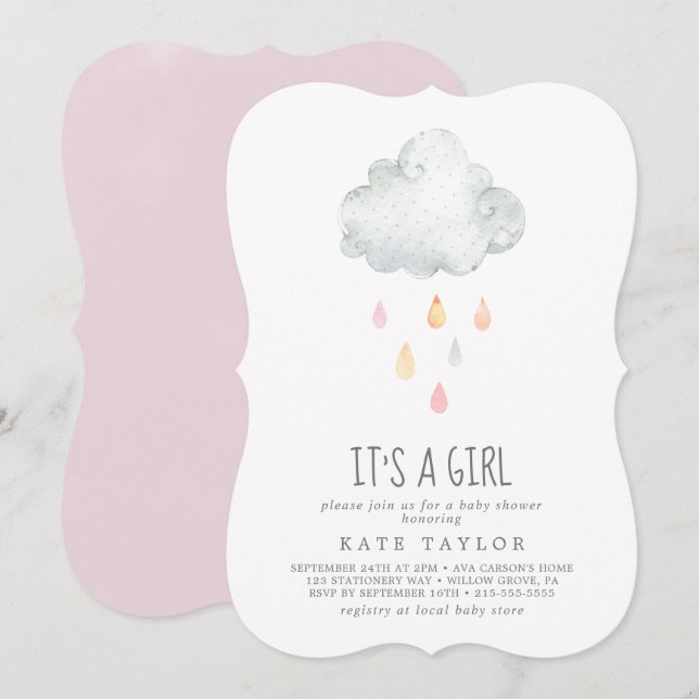Nube de lluvia es una invitación Chica a Baby Show (Anverso / Reverso)