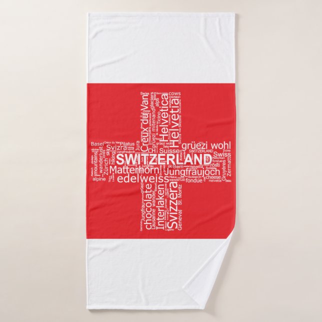 Nube de palabras de bandera de Suiza (Toalla de baño)
