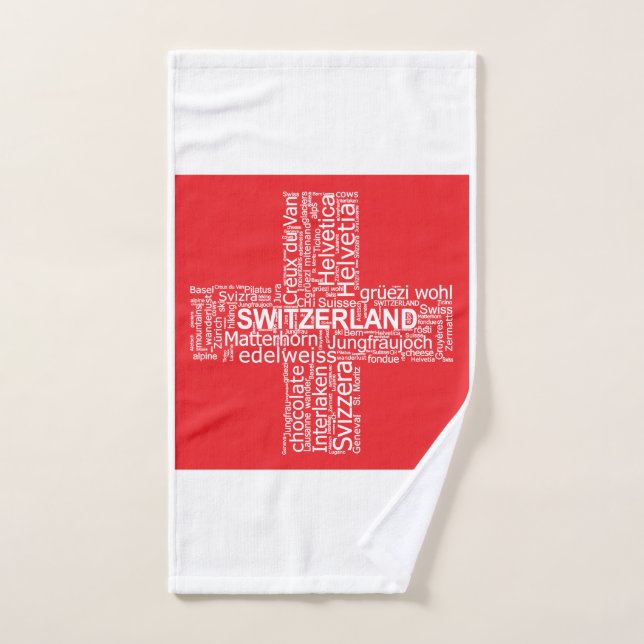 Nube de palabras de bandera de Suiza (Toalla de mano)