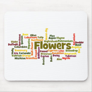Nube de palabras de flores Alfombrilla para ratón
