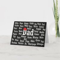 Nube de palabras de papá en tarjeta de idioma extr