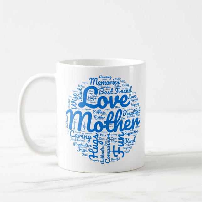 Nube de palabras para mamá Taza de café Regalo (Izquierda)