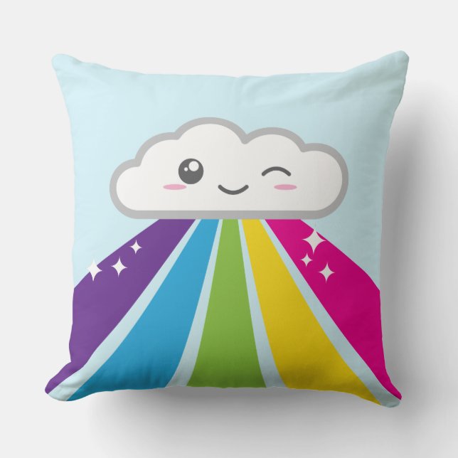Nube kawaii y Cojín decorativo arcoiris (Anverso)