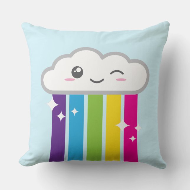 Nube kawaii y Cojín decorativo arcoiris (Anverso)