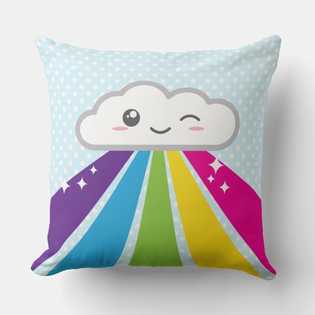 Nube kawaii y Cojín decorativo arcoiris (Anverso)
