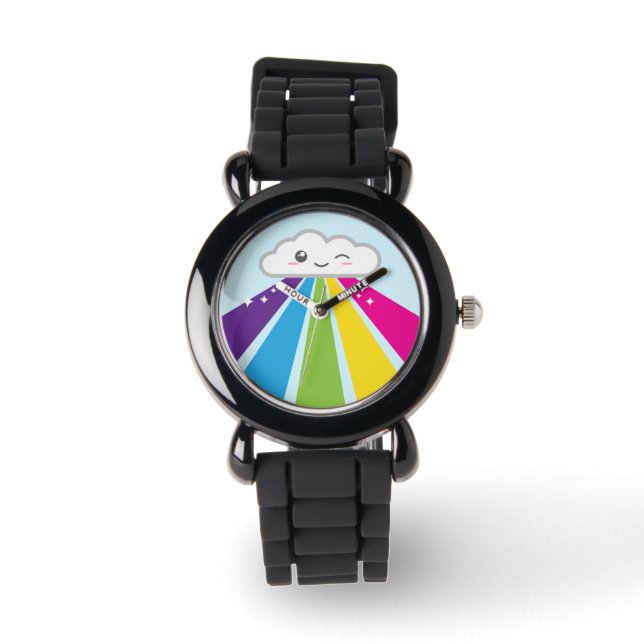 Nube kawaii y reloj arco iris (Anverso)