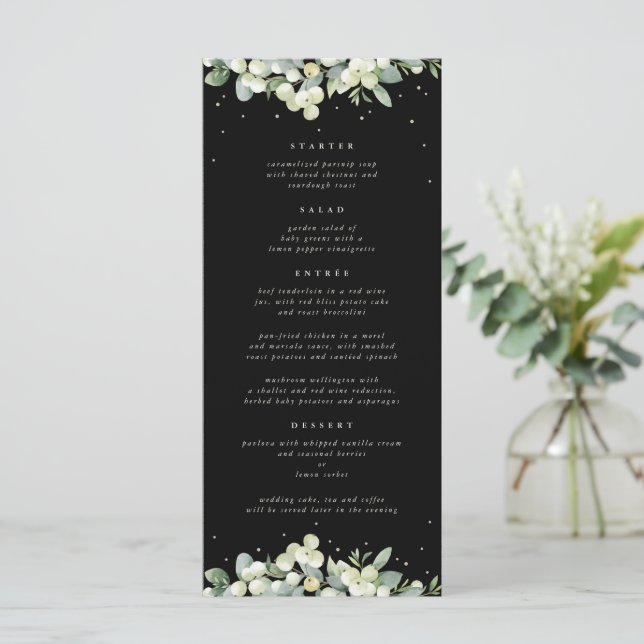 Nube Negra+Eucalipto Menú de Boda Plano de 4 Plato (Anverso de pie)