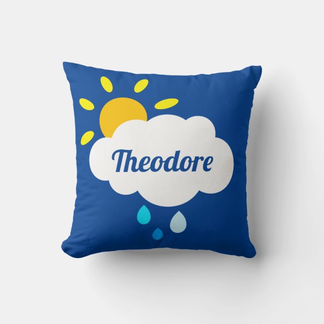 Nube personalizada, gotas de lluvia y cojín arcoir (Anverso)