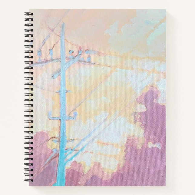 Nubes acogedoras cuaderno de líneas eléctricas art (Anverso)