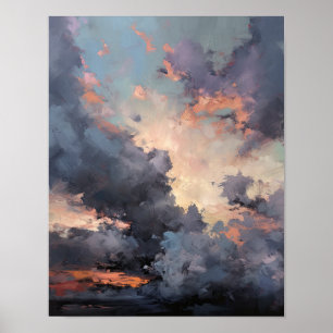 Nubes al amanecer pintando arte Poster de impresió