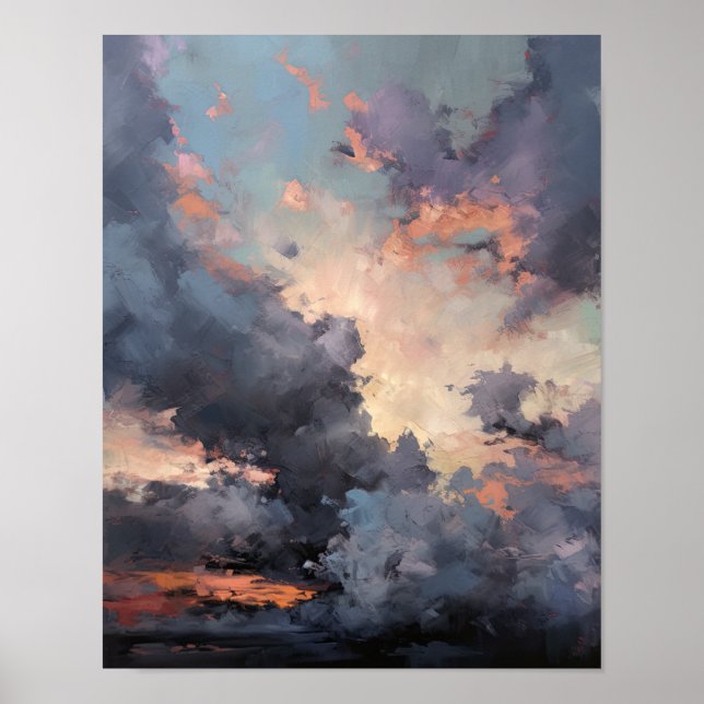 Nubes al amanecer pintando arte Poster de impresió (Frente)