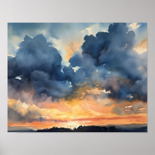 Nubes al Amanecer Pintura Arte Impreso Póster