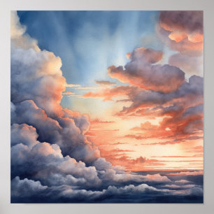 Nubes al Amanecer Pintura Arte Impreso Póster